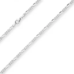 3,4mm Figarokette diamantiert Silberkette Collier Halskette aus 925 Silber 50cm