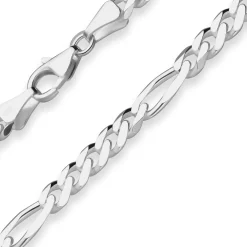 5,7mm Figarokette diamantiert Silberkette Collier Halskette aus 925 Silber 50cm