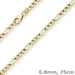 3,4mm Figarokette Goldkette Collier Halskette aus 333 Gold Gelbgold 75cm