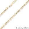 5,1mm Figarokette Goldkette Collier Halskette aus 333 Gold Gelbgold 55cm