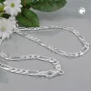 4,8mm Figarokette Halskette Collier aus 925 Silber 55cm flach Silberkette