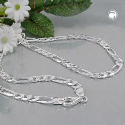4,8mm Figarokette Halskette Collier aus 925 Silber 55cm flach Silberkette