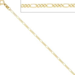 2,3mm Figarokette Halskette Collier Goldkette 333 Gold Gelbgold massiv 45cm