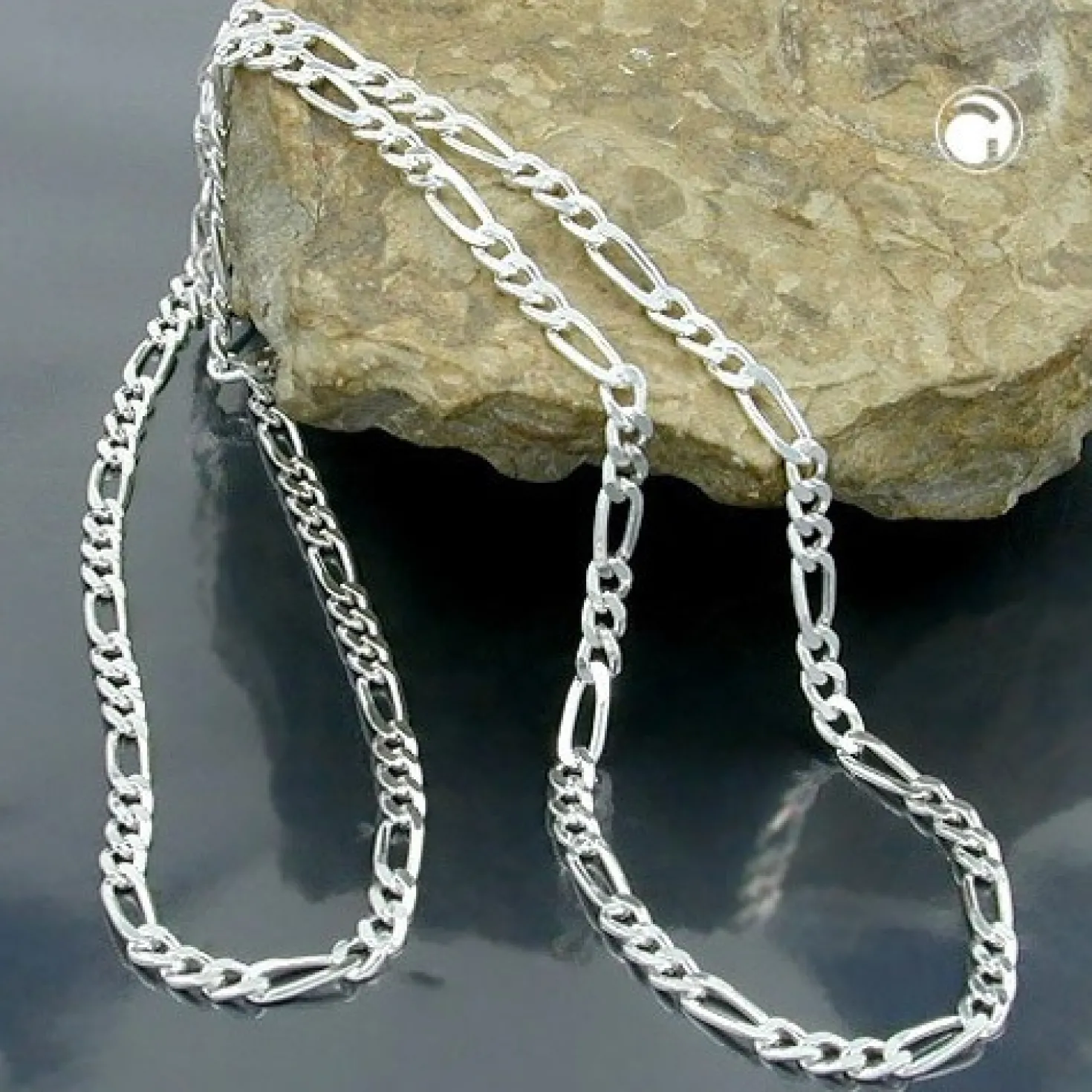 2,7mm Figarokette Panzerkette Collier, flach, 925 Sterlingsilber, 45cm