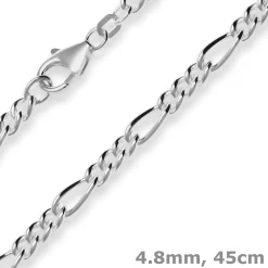 4,8mm Figarokette Silberkette Collier Halskette aus 925 Silber 45cm