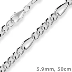 5,9mm Figarokette Silberkette Collier Halskette aus 925 Silber 50cm