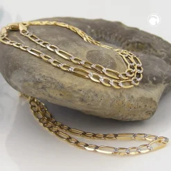 2,7mm Figaro-Panzerkette Halskette Collier Kette, 585 Gold, 45cm