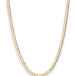 2,6mm Flach-Panzerkette weit Collier Halskette aus 585 Gold Gelbgold 85cm