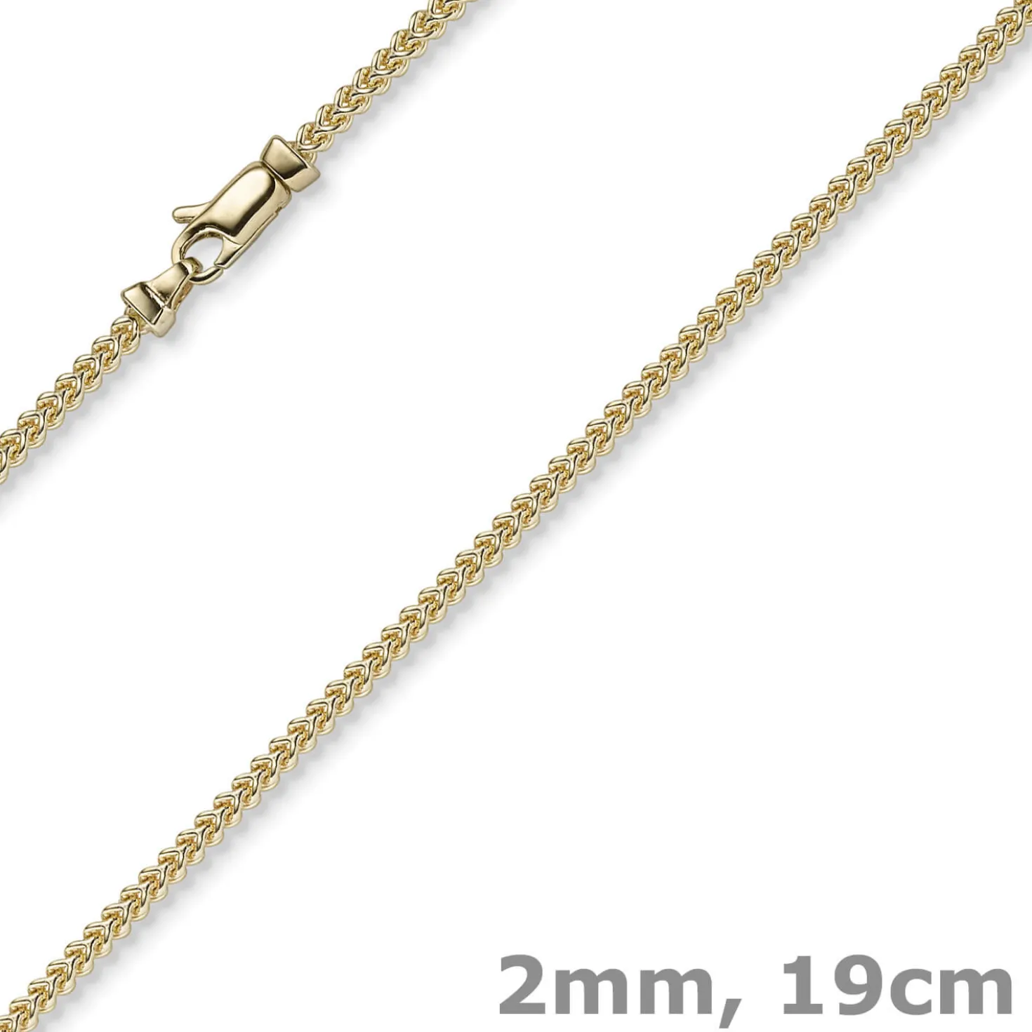 2mm Franco Armband Armkette Armschmuck aus 750 Gold Gelbgold massiv 19cm
