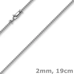 2mm Franco Armband Armkette Armschmuck aus 585 Gold Weißgold massiv 19cm