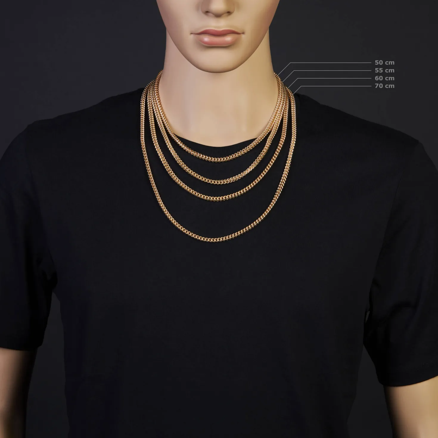 4,5mm Franco Kette Halskette Collier aus 585 Gold Gelbgold massiv 55cm