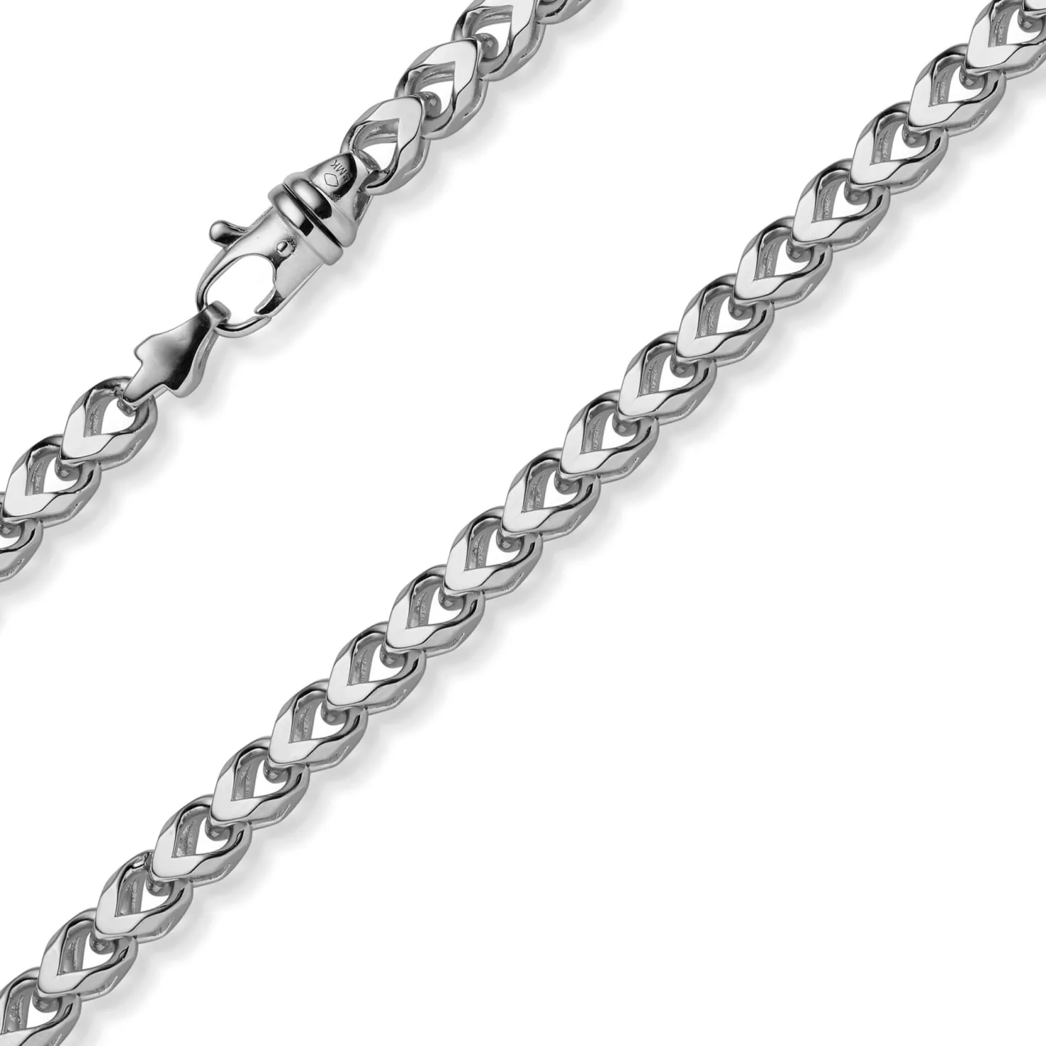 6,5mm Franco Kette Halskette Collier aus 585 Gold Weißgold massiv 65cm Herren
