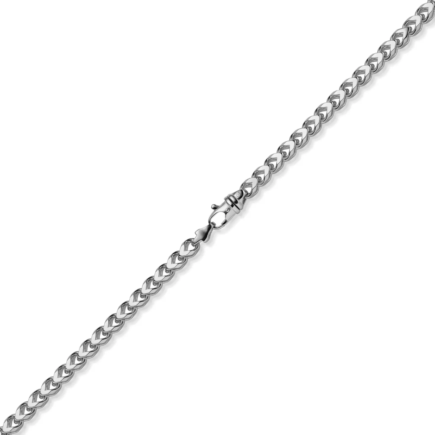 6,5mm Franco Kette Halskette Collier aus 585 Gold Weißgold massiv 65cm Herren