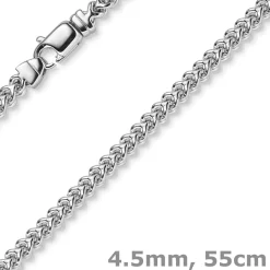 4,5mm Franco Kette Halskette Collier aus 585 Gold Weißgold massiv 55cm