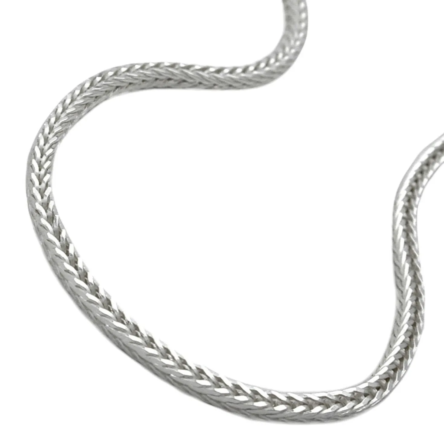 1,5mm Fuchsschwanz Collier Kette Halskette vierkant 925 Silber 50cm Silberkette