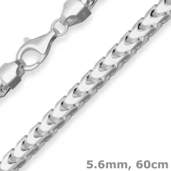 5,6mm Fuchsschwanzkette Silberkette Collier Halskette aus 925 Silber 60cm
