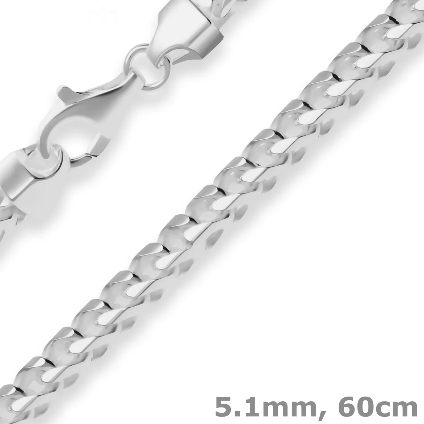 5,1mm Fuchsschwanzkette Silberkette Collier Halskette aus 925 Silber 60cm