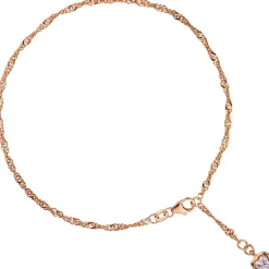 2,2mm Fußkettchen Fußschmuck Herz Zirkonia, 925 Silber rotvergoldet, 23-25cm