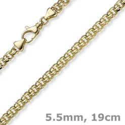 5,5mm Garibaldi Armband Armkette aus 585 Gold Gelbgold massiv 19cm