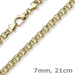 7mm Garibaldi Armband Armkette aus 585 Gold Gelbgold massiv 21cm