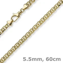 5,5mm Garibaldi Kette Halskette aus 585 Gold Gelbgold massiv 60cm