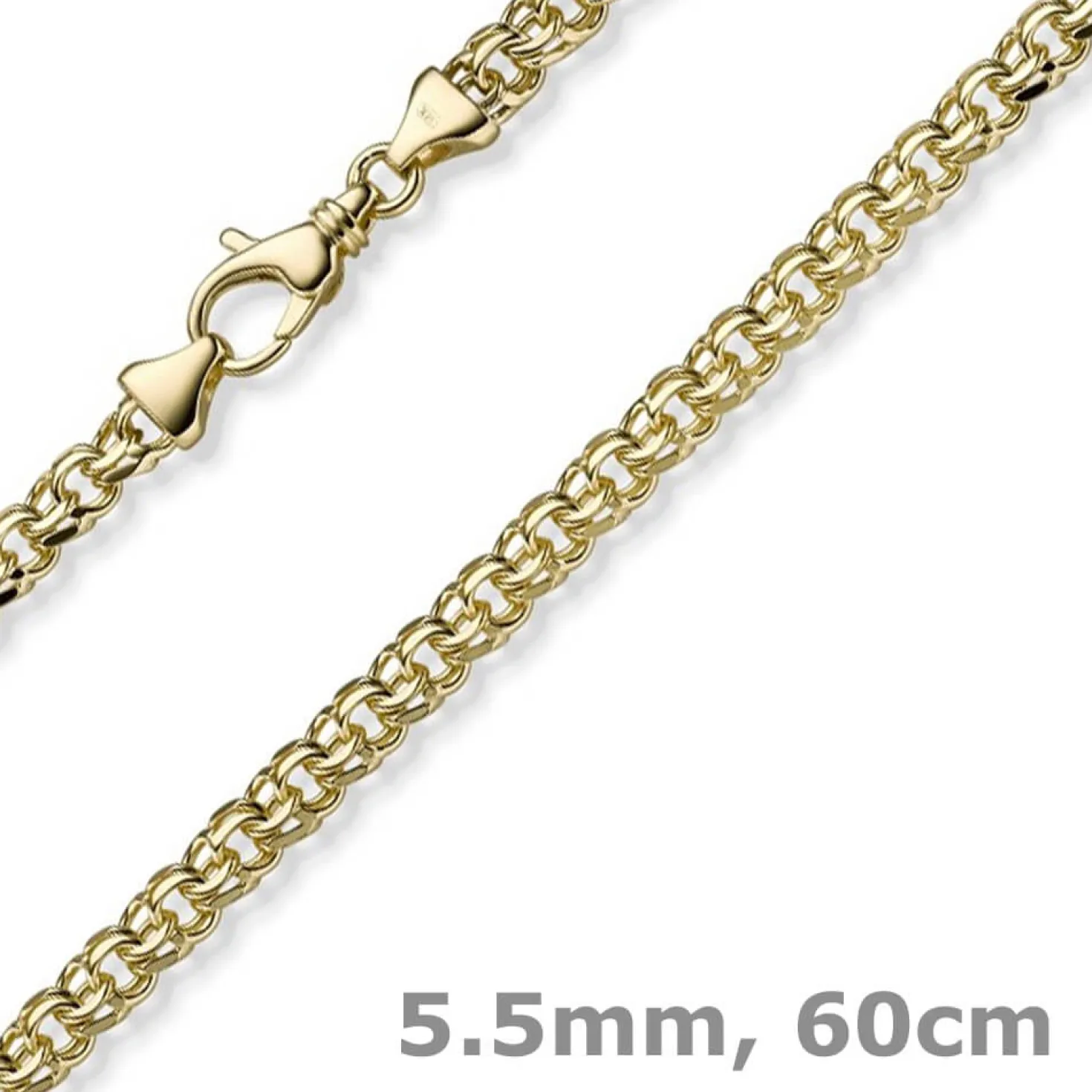 5,5mm Garibaldi Kette Halskette aus 585 Gold Gelbgold massiv 60cm
