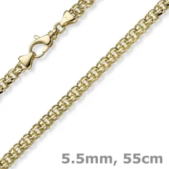 5,5mm Garibaldi Kette Halskette aus 585 Gold Gelbgold massiv 55cm