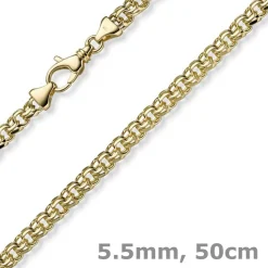 5,5mm Garibaldi Kette Halskette aus 585 Gold Gelbgold massiv 50cm