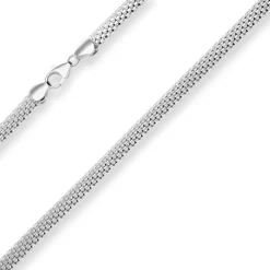 6,3mm Geflechte-Kette Silberkette Collier Halskette aus 925 Silber 45cm