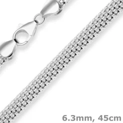 6,3mm Geflechte-Kette Silberkette Collier Halskette aus 925 Silber 45cm