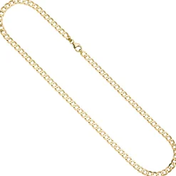 5,7mm Halskette Collier Panzerkette oval flach aus 333 Gold Gelbgold massiv 50cm