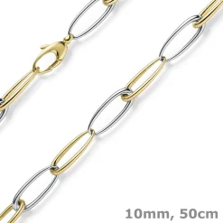 10mm Halskette Collier Phantasiekette aus 585 Gold Gelbgold Weißgold 50cm
