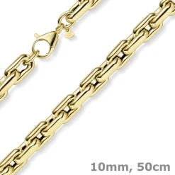 10mm Halskette Phantasiekette Weitanker-Kette aus 585 Gold Gelbgold 50cm