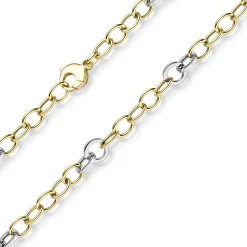 9,5mm Halskette Ringel-Kette Collier aus 585 Gold Gelbgold Weißgold bicolor 50cm