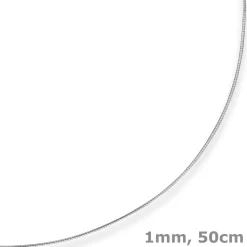 1mm Halsreif Halskette aus 925 Silber rhodiniert 50cm
