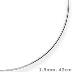 1,5mm Halsreif Halskette aus 925 Silber rhodiniert matt 42cm