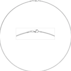 1,1mm Halsreif Omegakette Collier aus 925 Silber rhodiniert rund 38cm