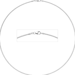 1,5mm Halsreif Omegakette Collier, 925 Silber rhodiniert, rund, 45cm