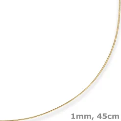 1mm Halsreif Omegakette Tondakette Collier Halskette aus 375 Gold Gelbgold 45cm