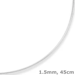 1,5mm Halsreif Omegareif Halskette aus 925 Silber rhodiniert 45cm