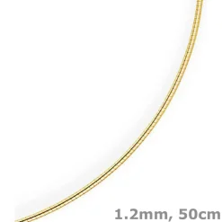 1,2mm Halsreif Omegareif Omegakette Collier 750 Gold Gelbgold, rund, 50cm