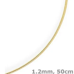 1,2mm Halsreif Omegareif Omegakette Collier 585 Gold Gelbgold, rund, 50cm