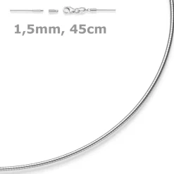 1,5mm Halsreif Omegareif Omegakette Collier 750 Gold Weißgold 45cm abschraubbar