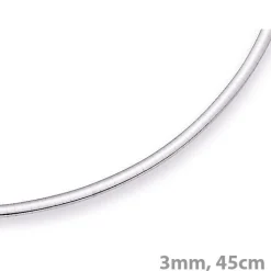 3mm Halsreif Omegareif Omegakette flach, 585 Gold Weißgold, Goldkette, 45cm