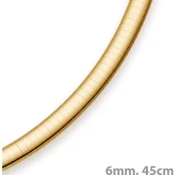 6mm Halsreif Omegareif Omegakette, 585 Gold Gelbgold, flach, massiv, 45cm
