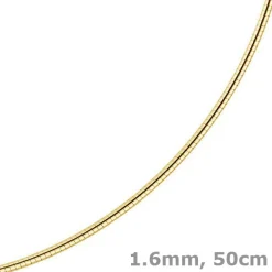 1,6mm Halsreif Omegareif Omegakette, 585 Gold Gelbgold, Goldkette, 50cm