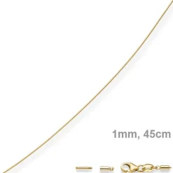 1mm Halsreif Omegareif Omegakette 585 Gold Gelbgold Goldkette 45cm abschraubbar