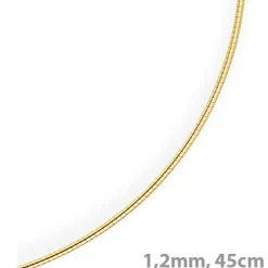 1,2mm Halsreif Omegareif Omegakette, 585 Gold Gelbgold, Goldkette 45cm