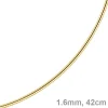 1,6mm Halsreif Omegareif Omegakette, 585 Gold Gelbgold, Goldkette, 42cm