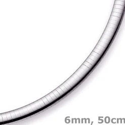 6mm Halsreif Omegareif Omegakette, 585 Gold Weißgold, flach, massiv, 50cm